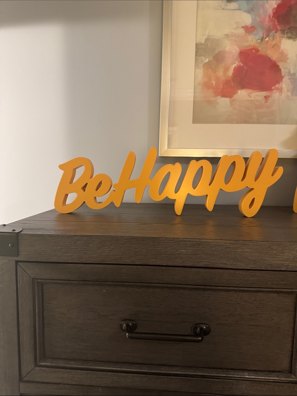 Yellow 'Be Happy' Wooden Wall Decor